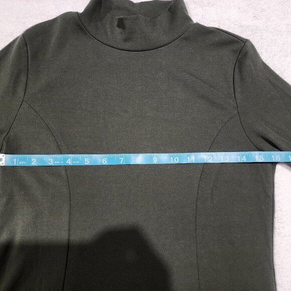 Forever 21 Womens Dress SZ L Olive Grn Lng Slv Mock Nck Skater drk academia prep - Picture 5 of 8